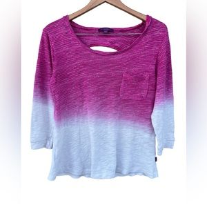 Z by Zobha Keyhole back Pink and White Top - Size Large